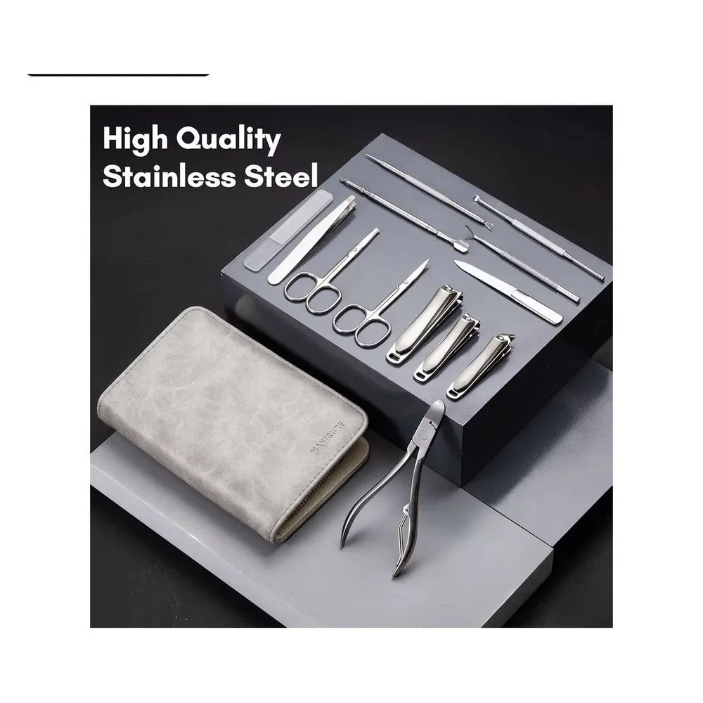 Familife Stainless Steel Nail Kit Manicure Pedicure Set Grooming Kit, 11 Pcs -[H